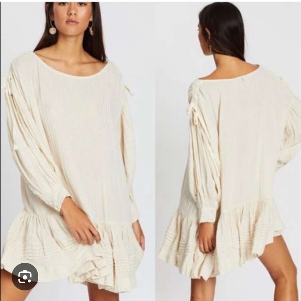 Free People Ivory Ruffle Mini Dress